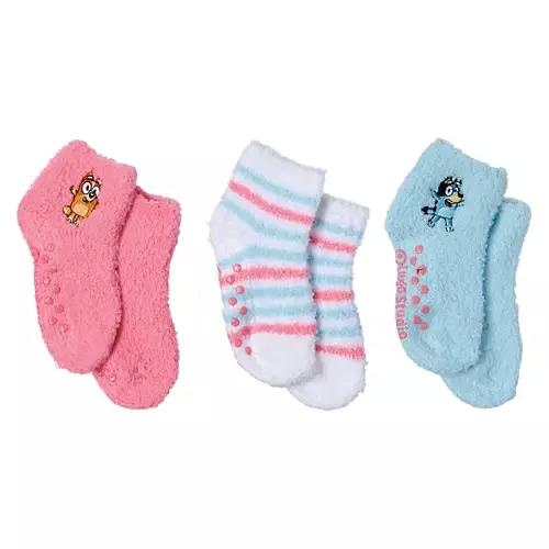 3 Pack Girl's Bluey Fuzzy Socks, 6-8