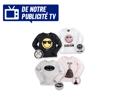 Shirt à manches longues pour enfants SMILEY(R) WORLD/BATMAN™/DISNEY PRINCESS