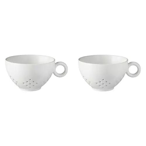 2 Pack Ceramic Colander, White