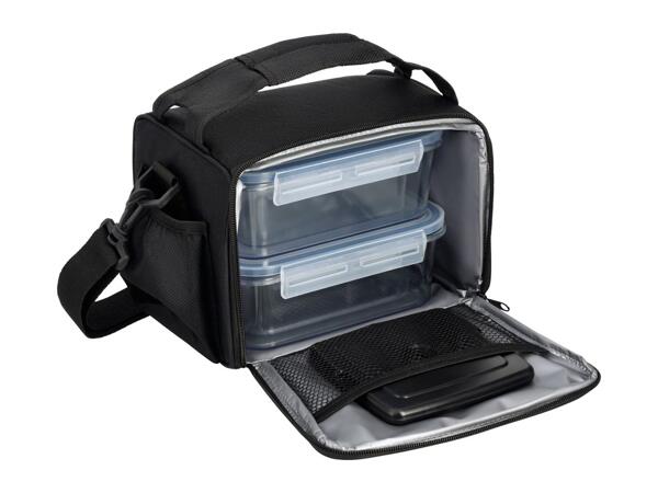 Black Cool Bag With Food Storage Containers