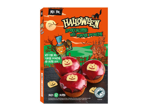 Halloween Spooky Muffins or Brownies with Pumpkin Decoration