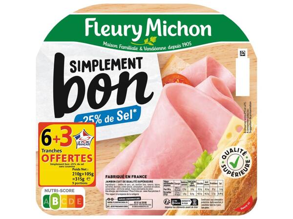 Fleury Michon jambon Simplement Bon -25 % sel