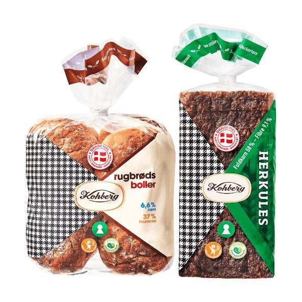 KOHBERG Rugbrødsboller eller Herkules rugbrød