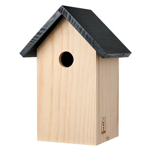 Pointed Roof Pine Wood Bird House
