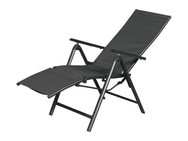 LIVARNO home Aluminiowy fotel ogrodowy z podnóżkiem Houston, czarny/ antracytowy