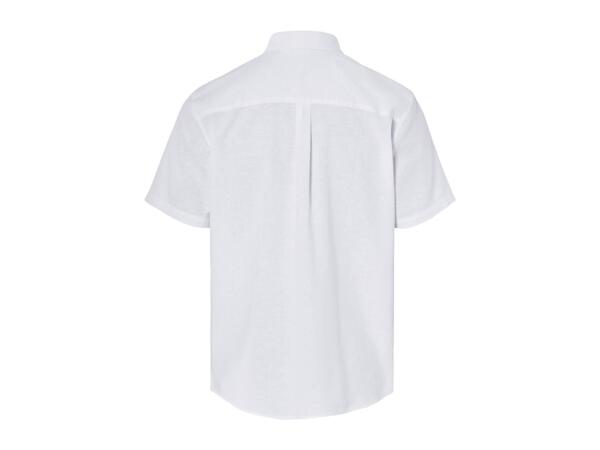Livergy Men's Linen Blend Short Sleeve Shirt - White