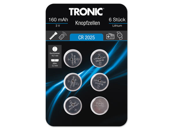 Tronic(R) Knopfzellen, 6 Stück