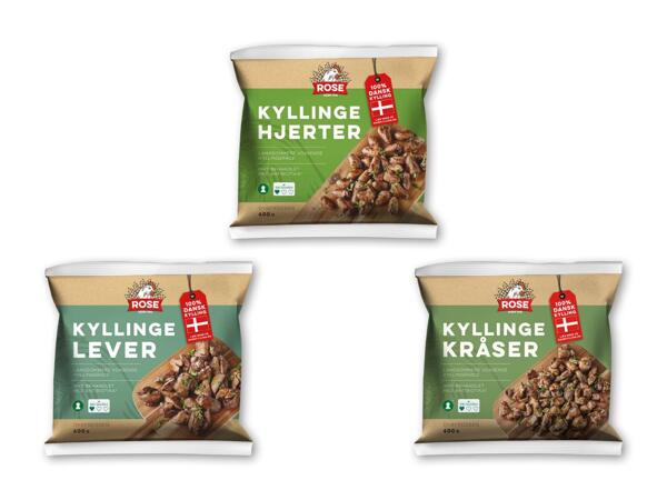 Kyllingelever, -kråser eller -hjerter