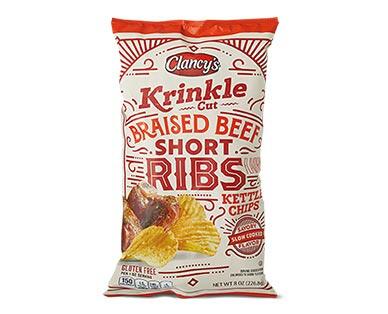 Clancy's 
 Pulled Pork or Braised Beef Short Ribs Krinkle Cut Kettle Chips