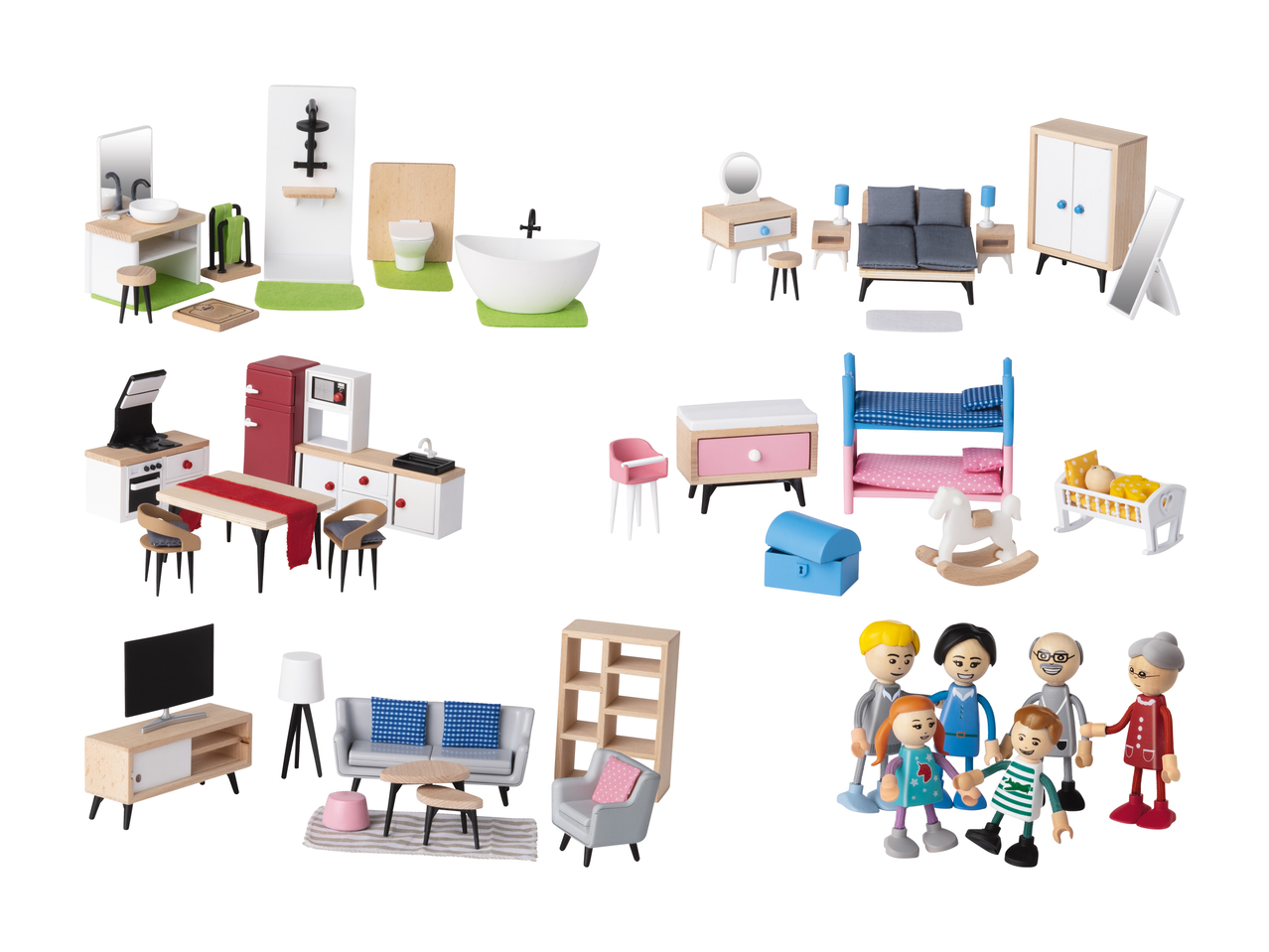 Meubles pour maison de poupées/ Poupées articulées