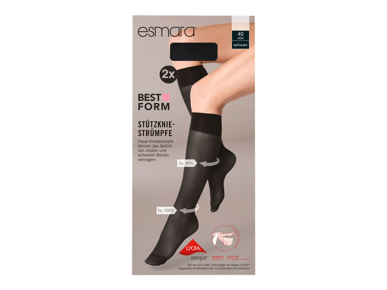 Knee highs, 40 DEN, 2 pairs