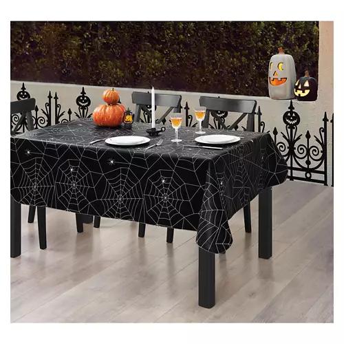 60" X 84" Halloween Vinyl Tablecloth - Spiderwebs