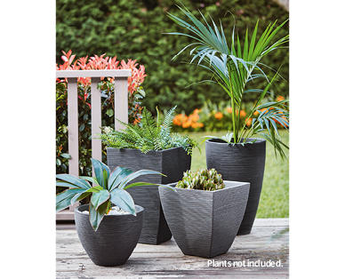 Large Grooved Plastic Planter