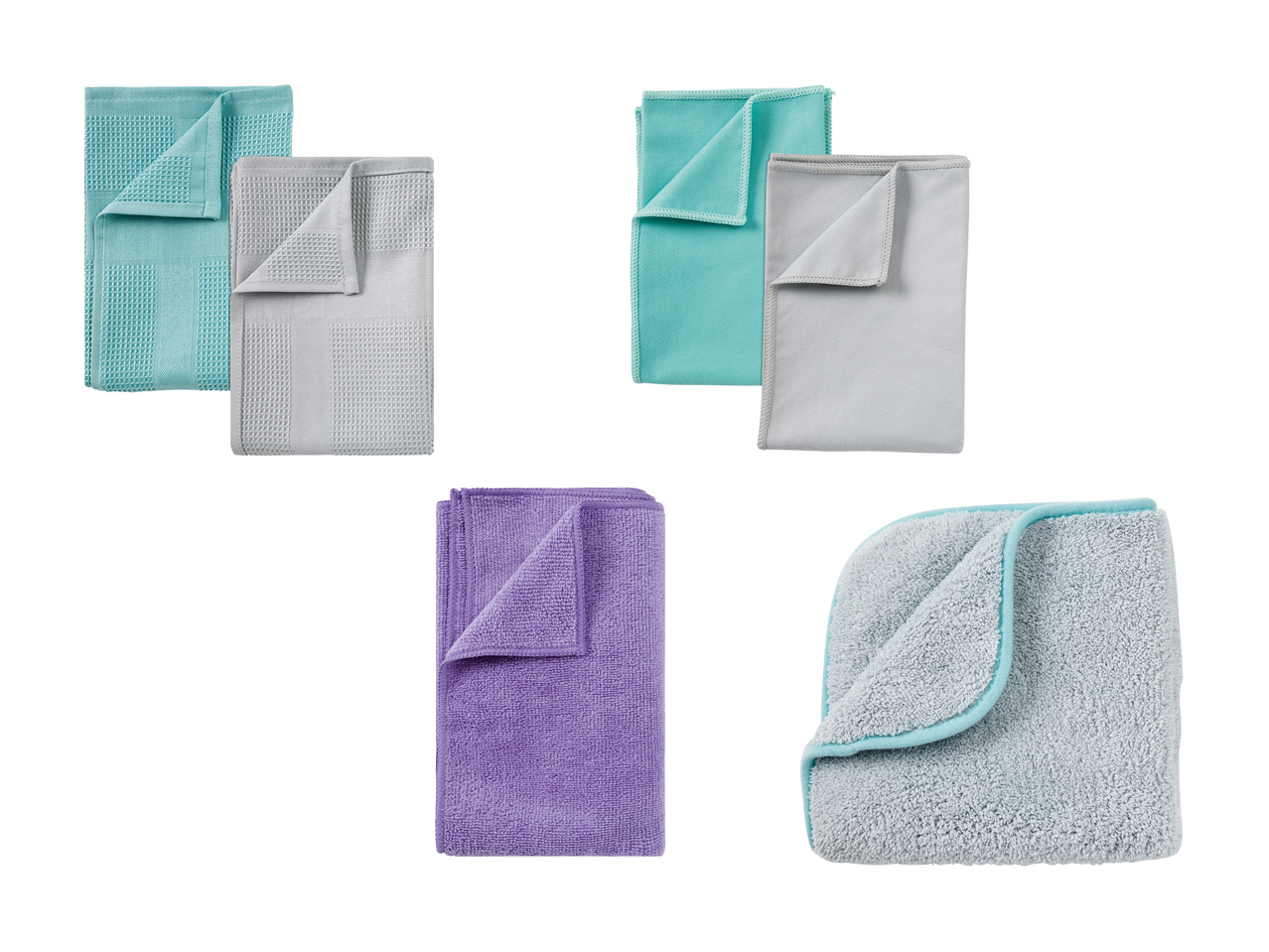 Torchons de cuisine en microfibre premium, lot de 2/ Chiffons de polissage pour métaux précieux, lot de 2/ Serpillière en microfibre premium/ Chiffon en microfibre premium