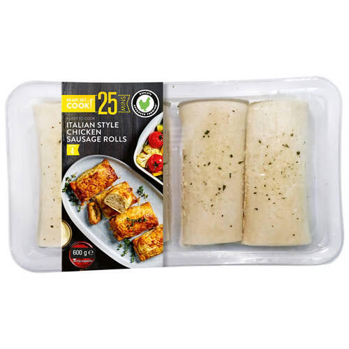 Italian Style Chicken Sausage Rolls 600g 4pk