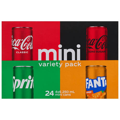 Coke Brands Variety Mini Cans 24 Pack 250ml