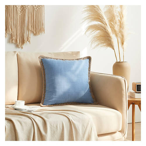 Coastal Decorative Pillow - Blue Jute Trim