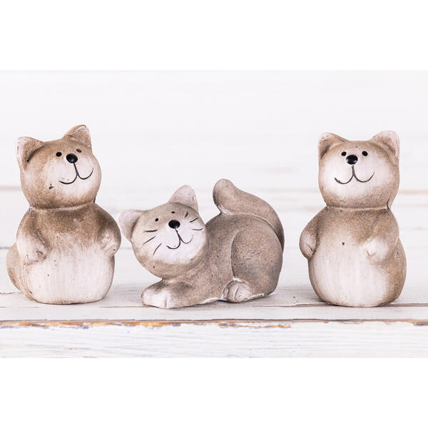 Katzen grau 3er-Set