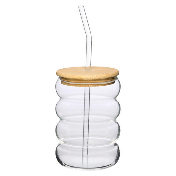 Crofton Wavy Clear Glass Cup with Lid