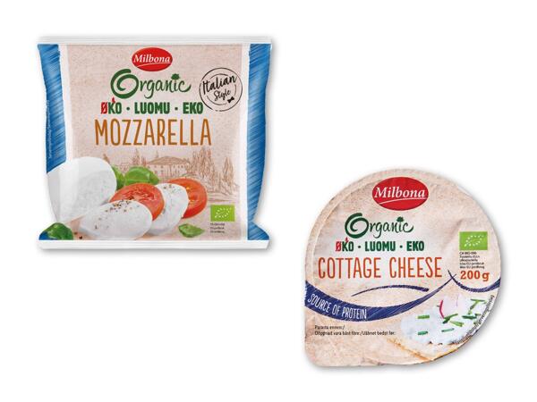 Økologisk mozzarella eller hytteost