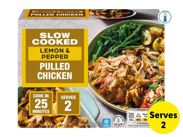 Slow Cooked Lemon & Pepper Pulled Chicken