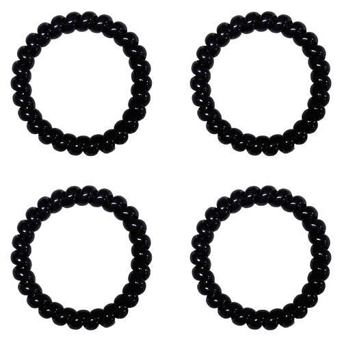 4 Pack Fitness Hair Accessories - Curly Hair Ties, Black