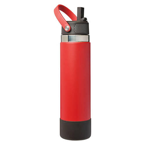 24 oz Stainless Steel Straw Lid Bottle, Red