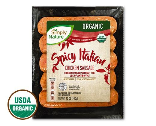 Simply Nature 
 Organic Cajun or Spicy Chicken Sausage