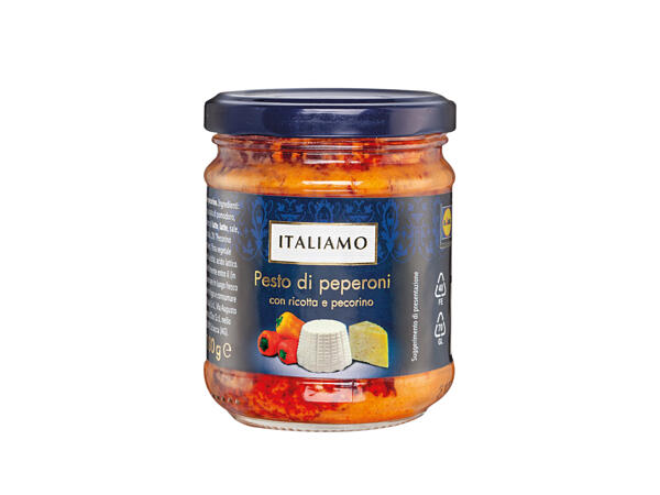 Pesto with Sweet Peppers, Ricotta and Pecorino Cheese
