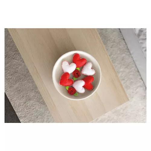 Decorative Valentine's Day Bowl Filler - Heart, Red/White