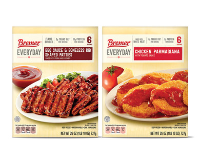 Bremer Everyday BBQ Sauce & Boneless Rib Shaped Patties or Chicken Parmigiana