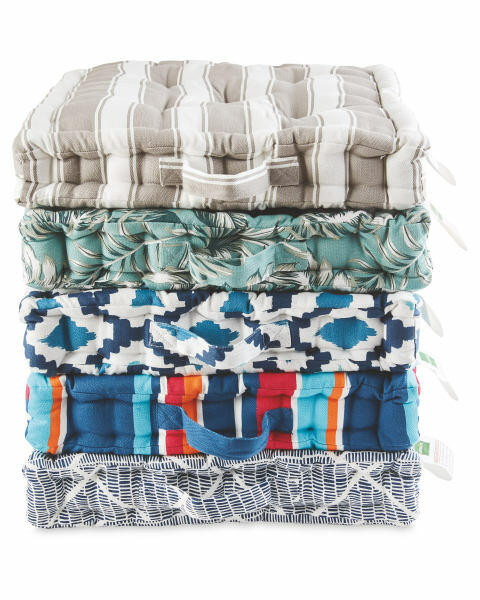 Coastal Stripe Boxed Seat Pad 2 Pack