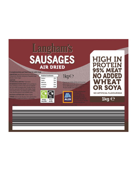 1kg Natural Dog Treats Sausage