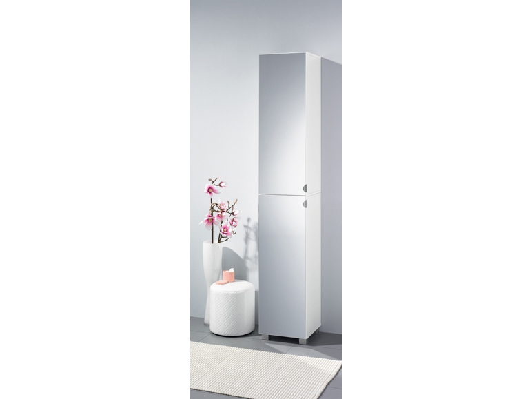 Tall Bathroom Cabinet with 2 Mirrored Doors