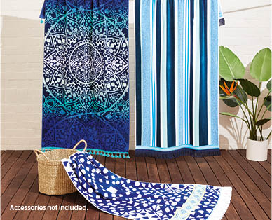 Velour Jacquard Fringed Beach Towel