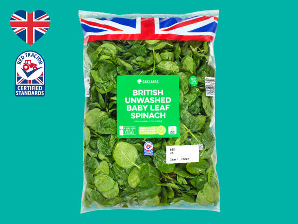 Oaklands British Unwashed Baby Leaf Spinach