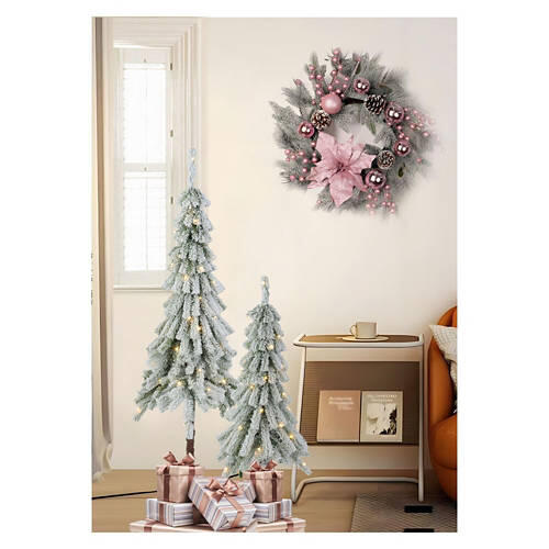 3' & 4' Tall LED Flocked Alpine Trees - 2 Pack