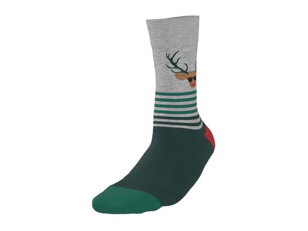 Esmara Men's Green & Navy Christmas Socks - 3 Pairs