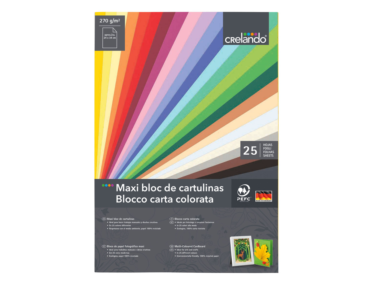 Multi-Coloured Cardboard, 25 sheets