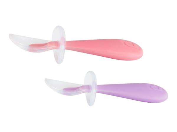 Munchkin 2 Silicone Training Spoons - Lilac & Red