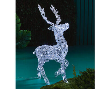 LED Solar Acrylic Look Reindeer Light