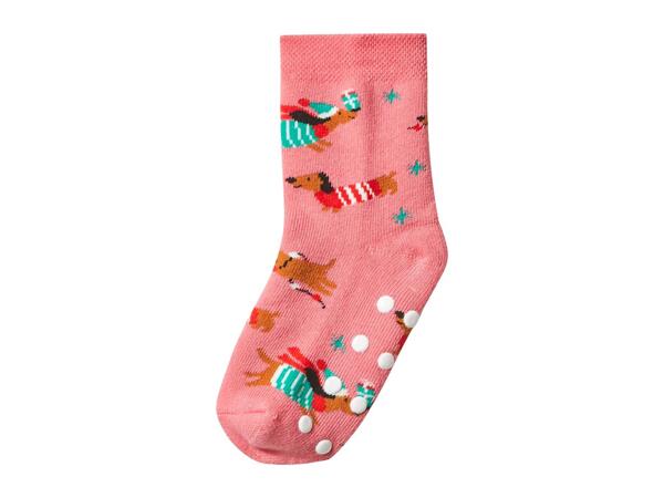 Younger Kids' Pink & Striped Christmas Thermal Socks - 2 Pairs