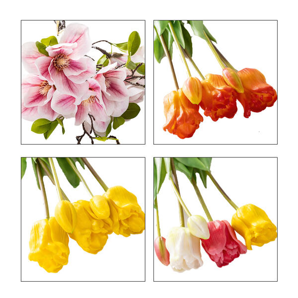 Deko-Papageien Tulpen oder Magnolien 5er-Bund "Real Touch"
