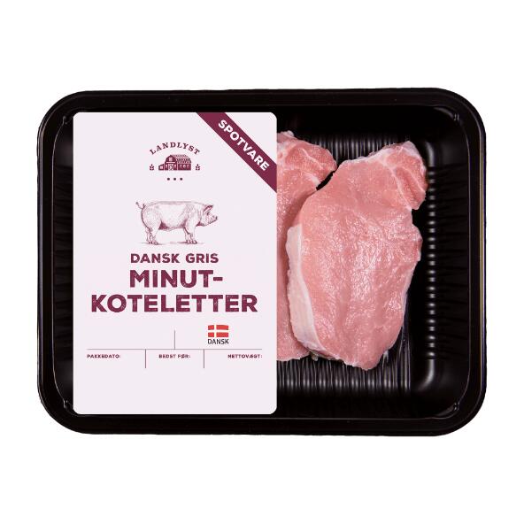 Minutkoteletter af dansk gris