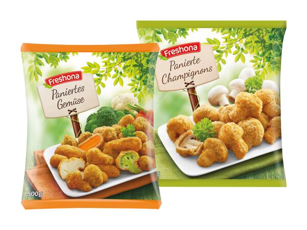 Paniertes Gemüse oder Champignons