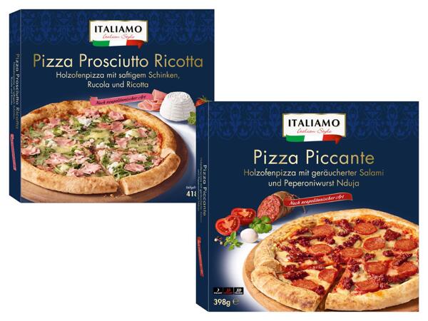 Holzofenpizza Prosciutto Ricotta oder Piccante