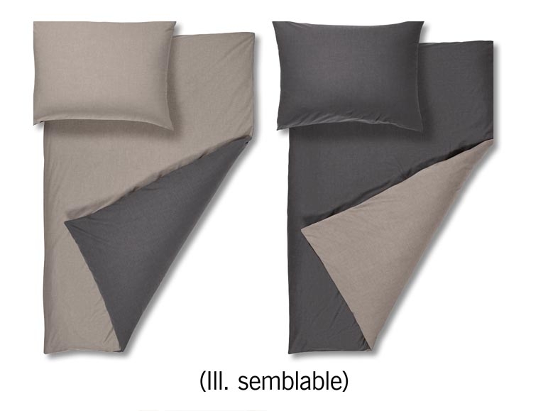 Parure de lit double face en coton chambray