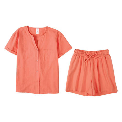 Ladies Seersucker Pajama Set - Red, M