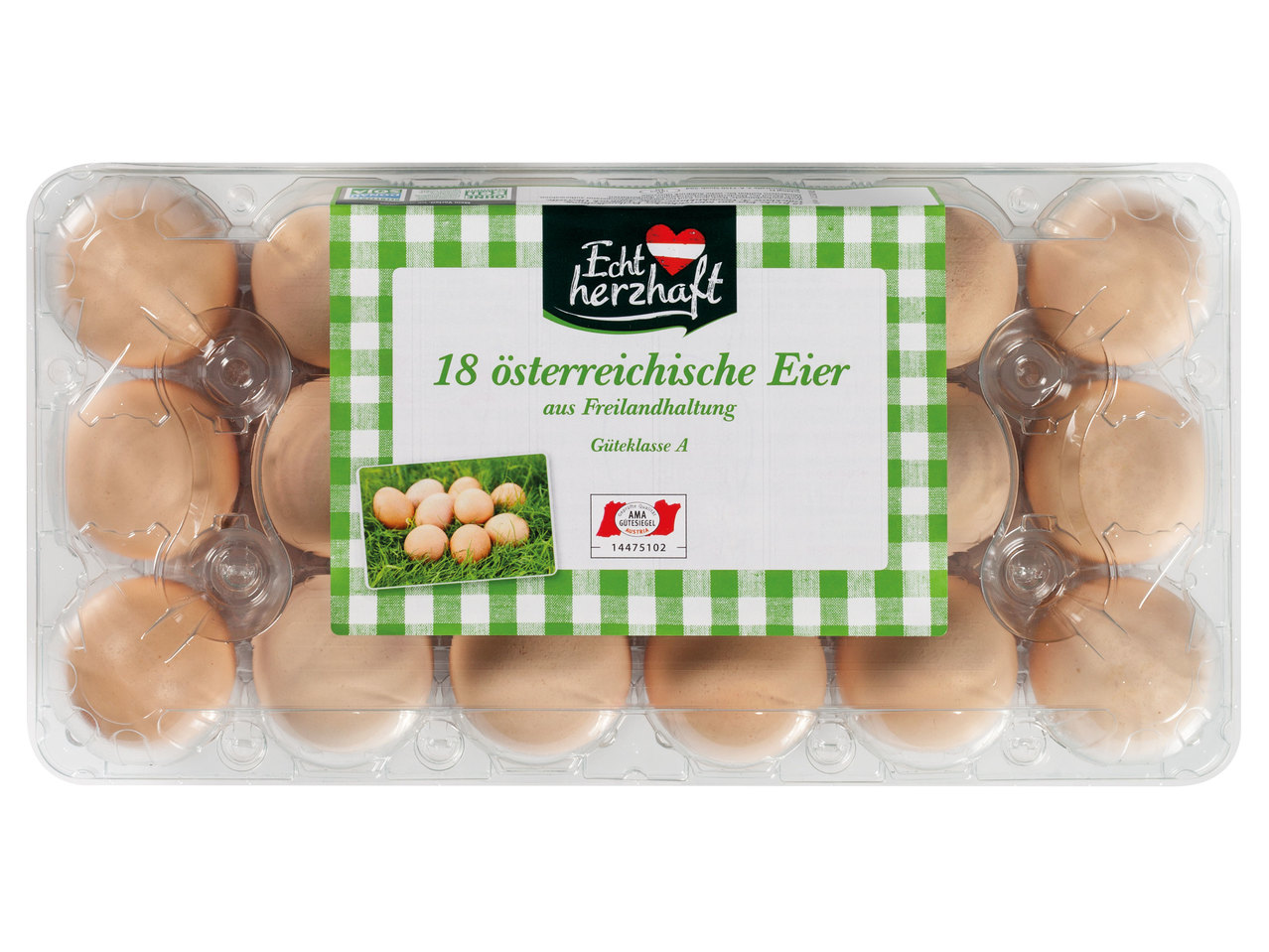 ECHT HERZHAFT 18 österreichische Eier aus Freilandhaltung