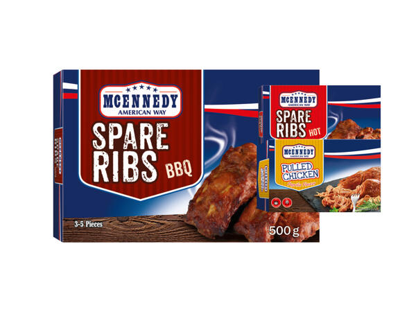 Spareribs, pulled chicken